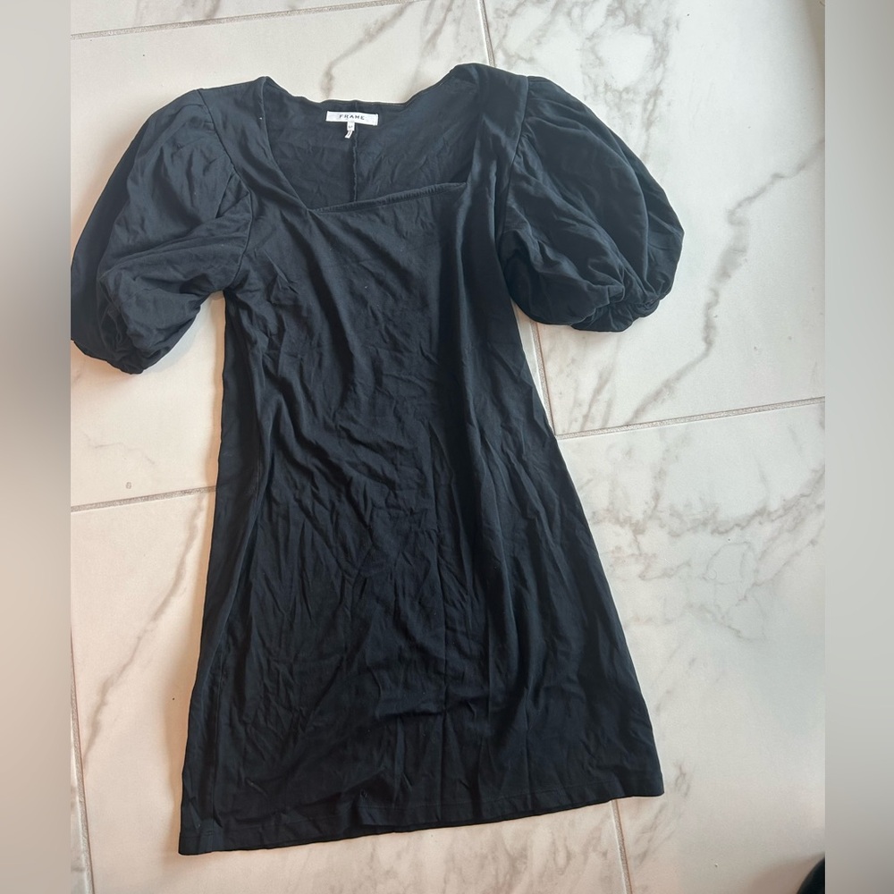 Frame Black Puff Sleeve Dress